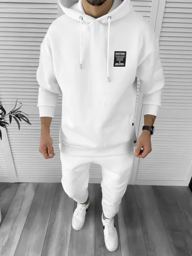 Trening barbati slim fit alb Pantaloni + Hanorac k011 X13